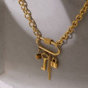 NWOT Lock & Key Charm Necklace 18k Gold Plated | NWOT
